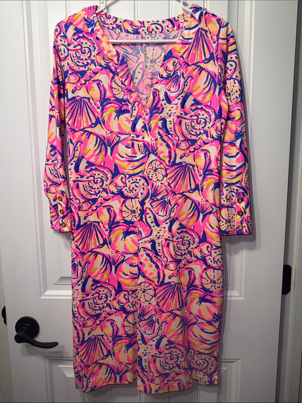 Lilly Pulitzer Dress Riva “Shell Of A Time” Seashell Print Small 3/4 Sleeves